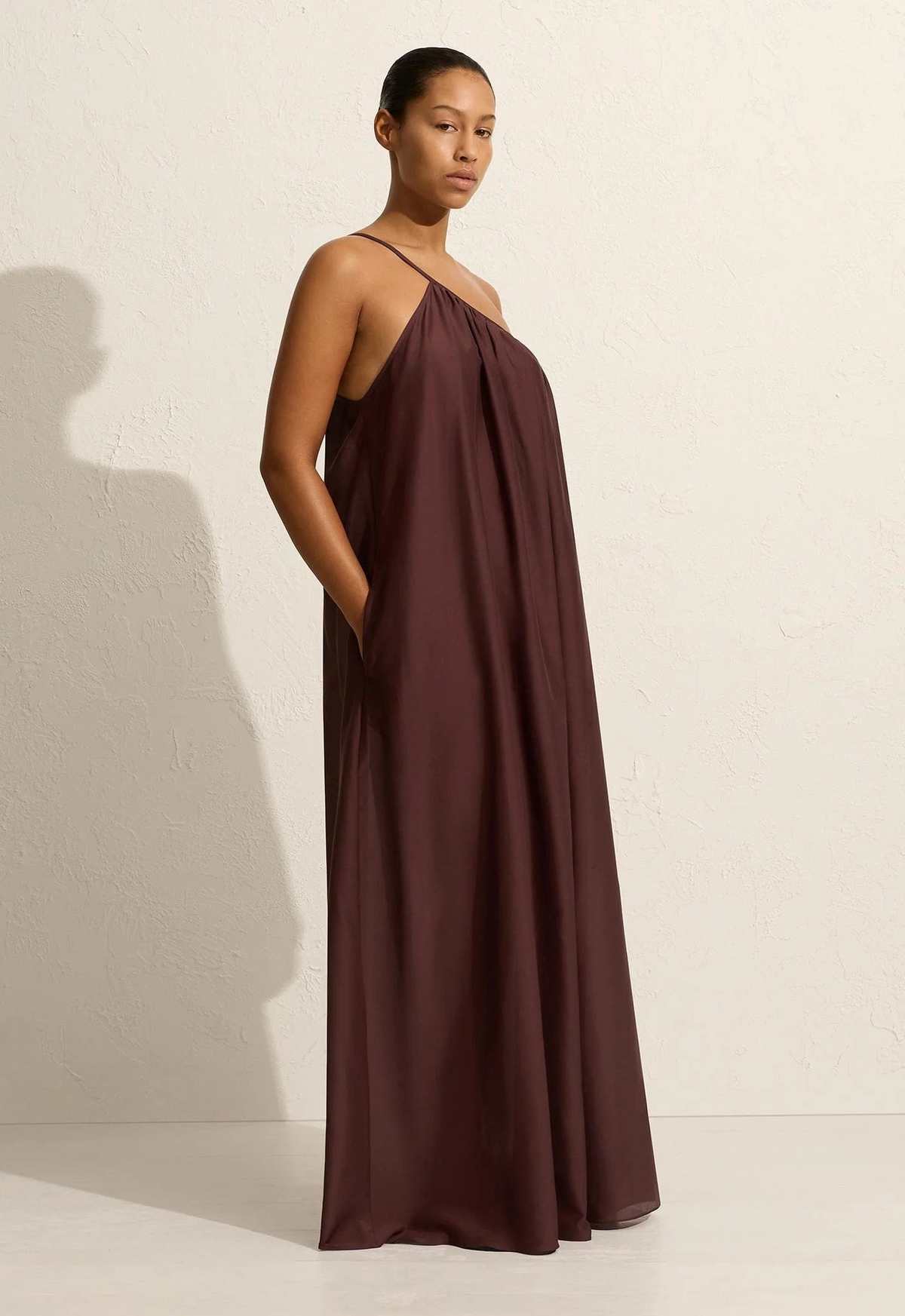 Matteau Voluminous One Shoulder Dress - Burgundy | Garmentory