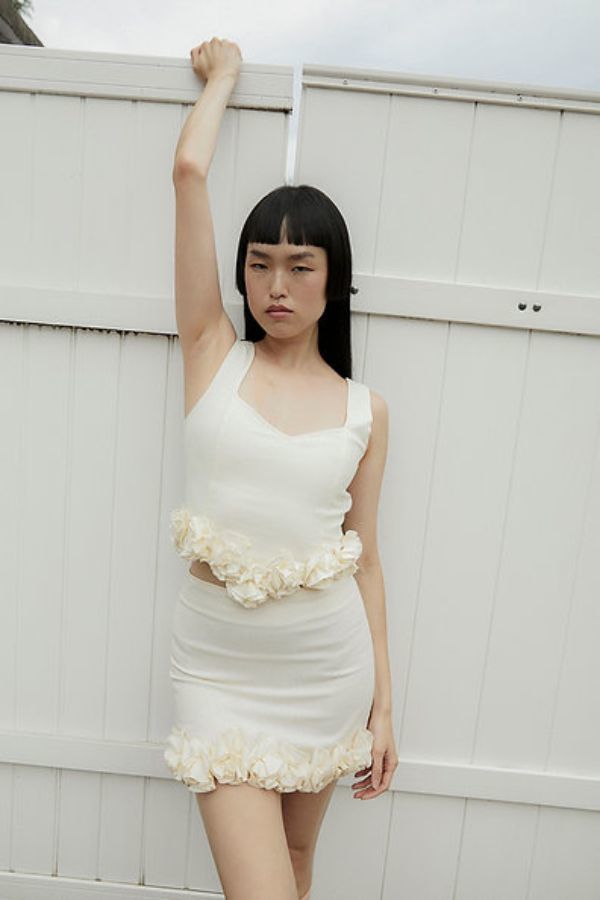 Tach Clothing Brisa Rosette Linen Top Garmentory