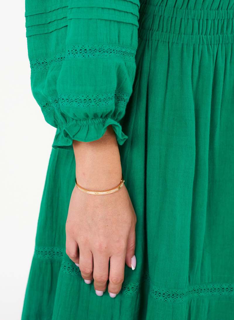 country road green linen dress Green Linen Tiered Maxi Dress - Pure European Linen main image 1