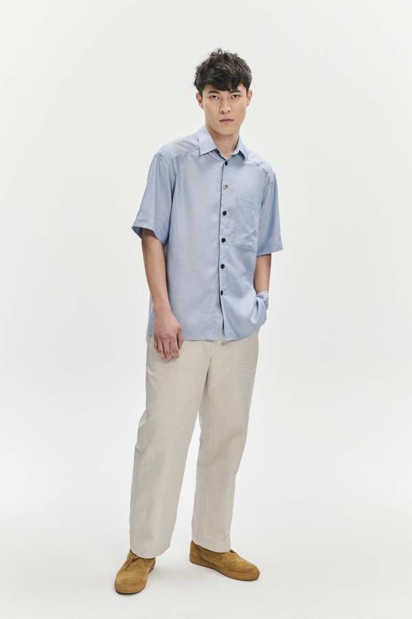 Delikatessen Extra Soft Portuguese Oxford Lyocell Short Sleeve Socker Shirt - Blue