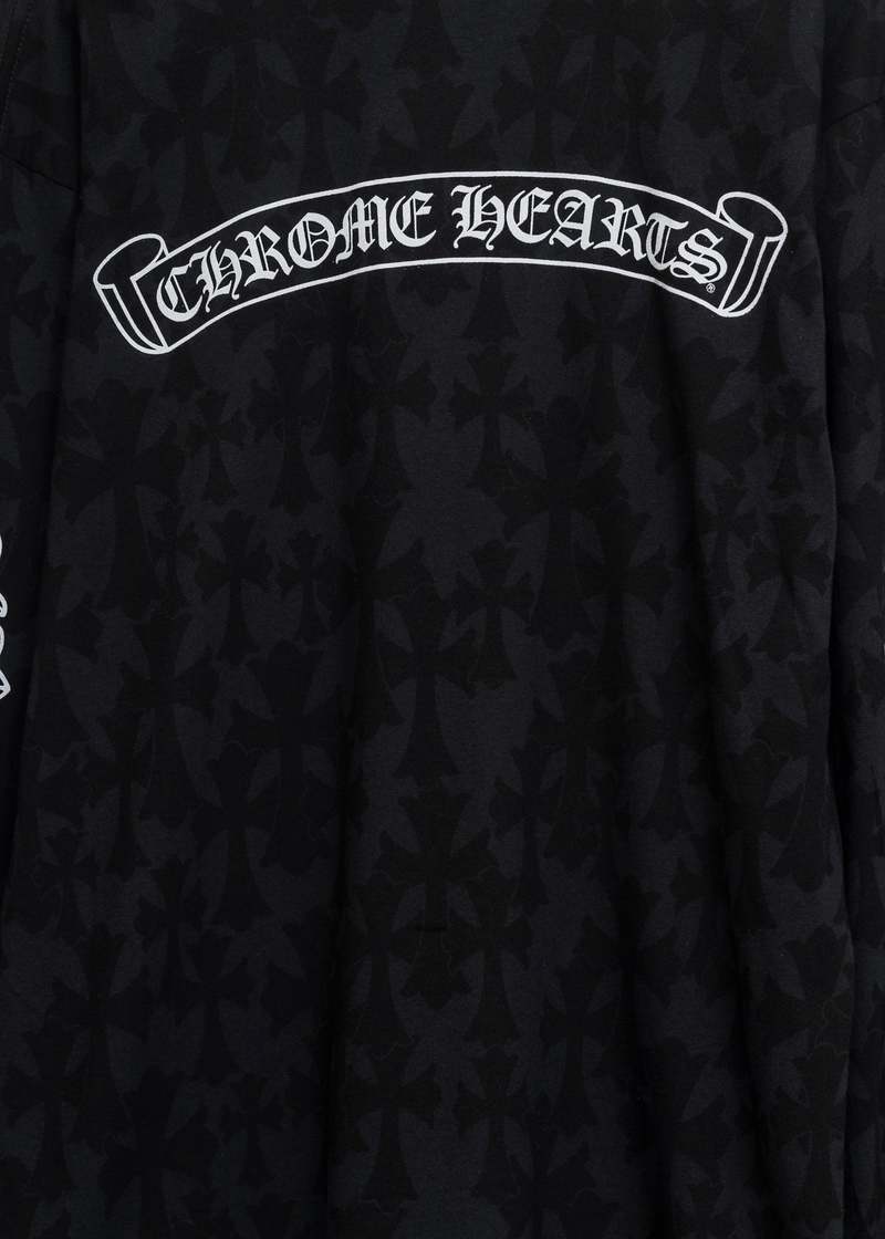 Tシャツ・カットソー [Born Champs] HEART TRIBAL CHROME OVER FIT CAMO LONG SLEEVE Black Cross Camo Chrome Hearts Logo Long Sleeve T-Shirt