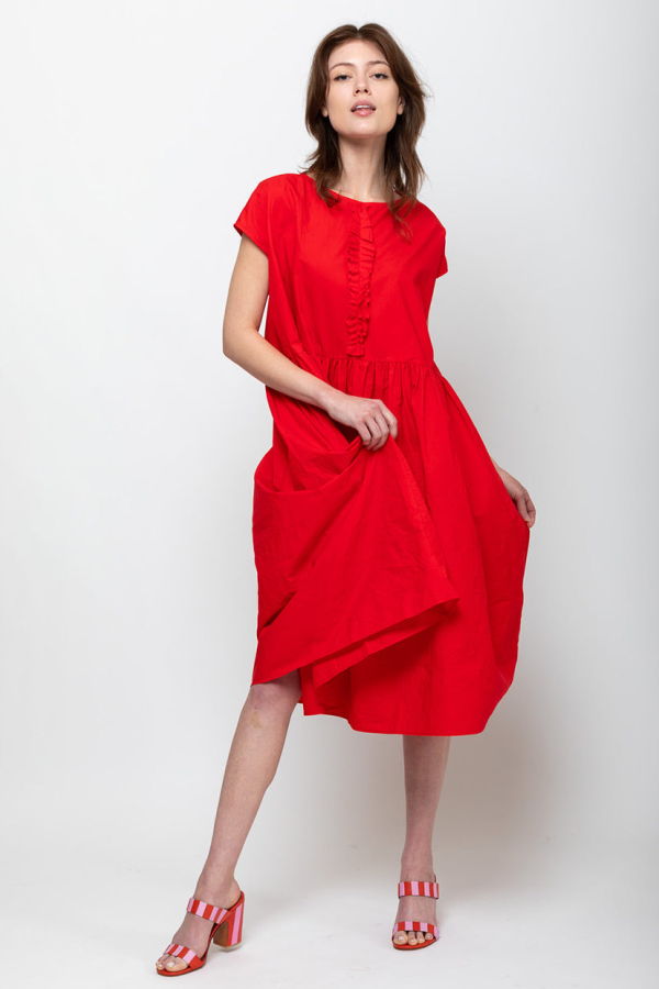 A Punto B Ruffle Front Dress - Pomegranate