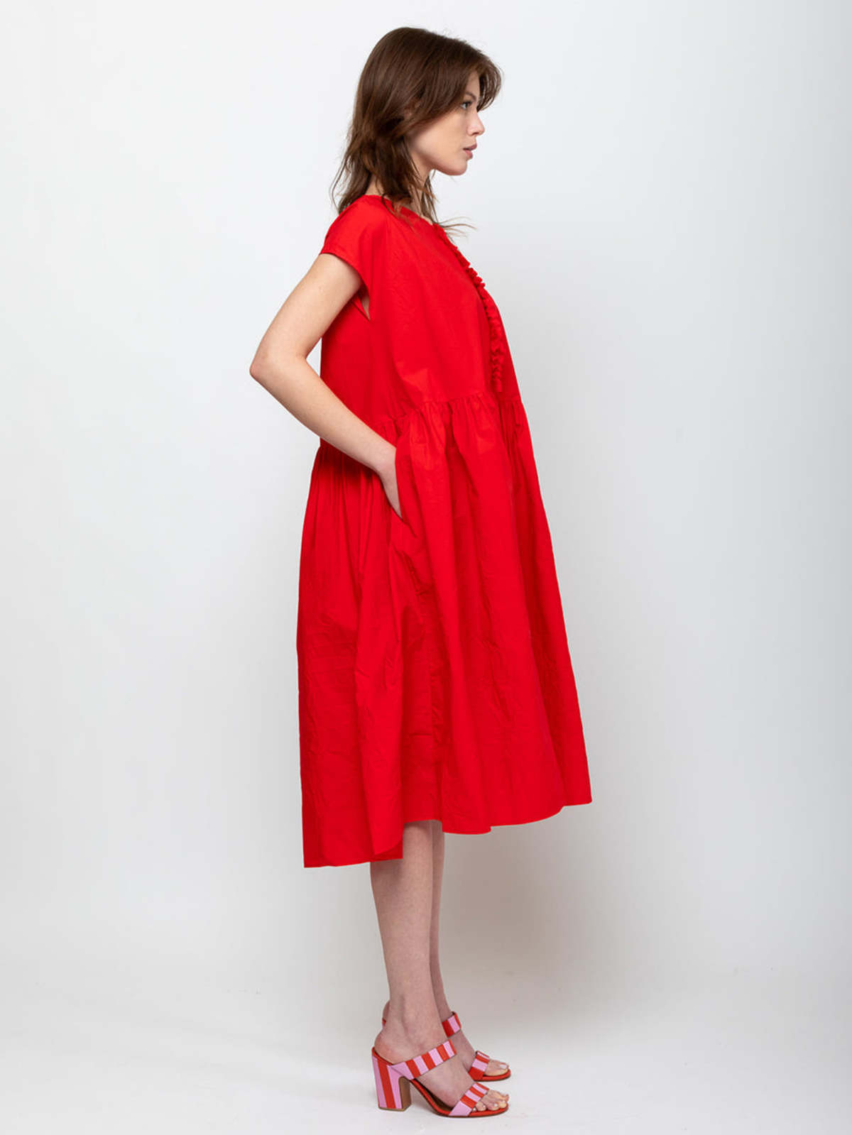 A Punto B Ruffle Front Dress - Pomegranate - Image 5 of 6