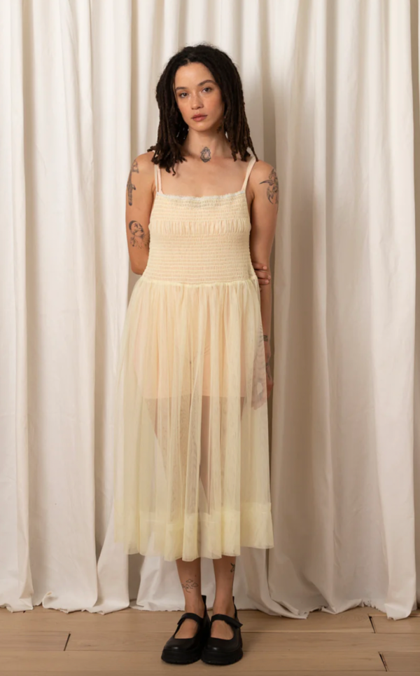 ali golden mesh dress PLEATED MESH DRESS