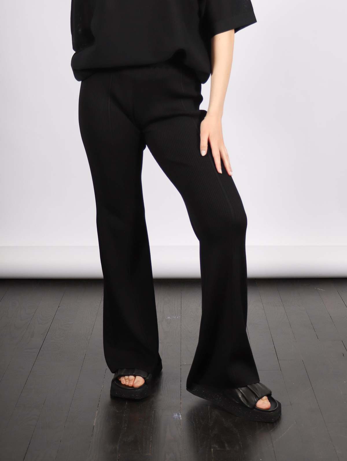 CFCL Rib Tight Flare Pants - Black | Garmentory