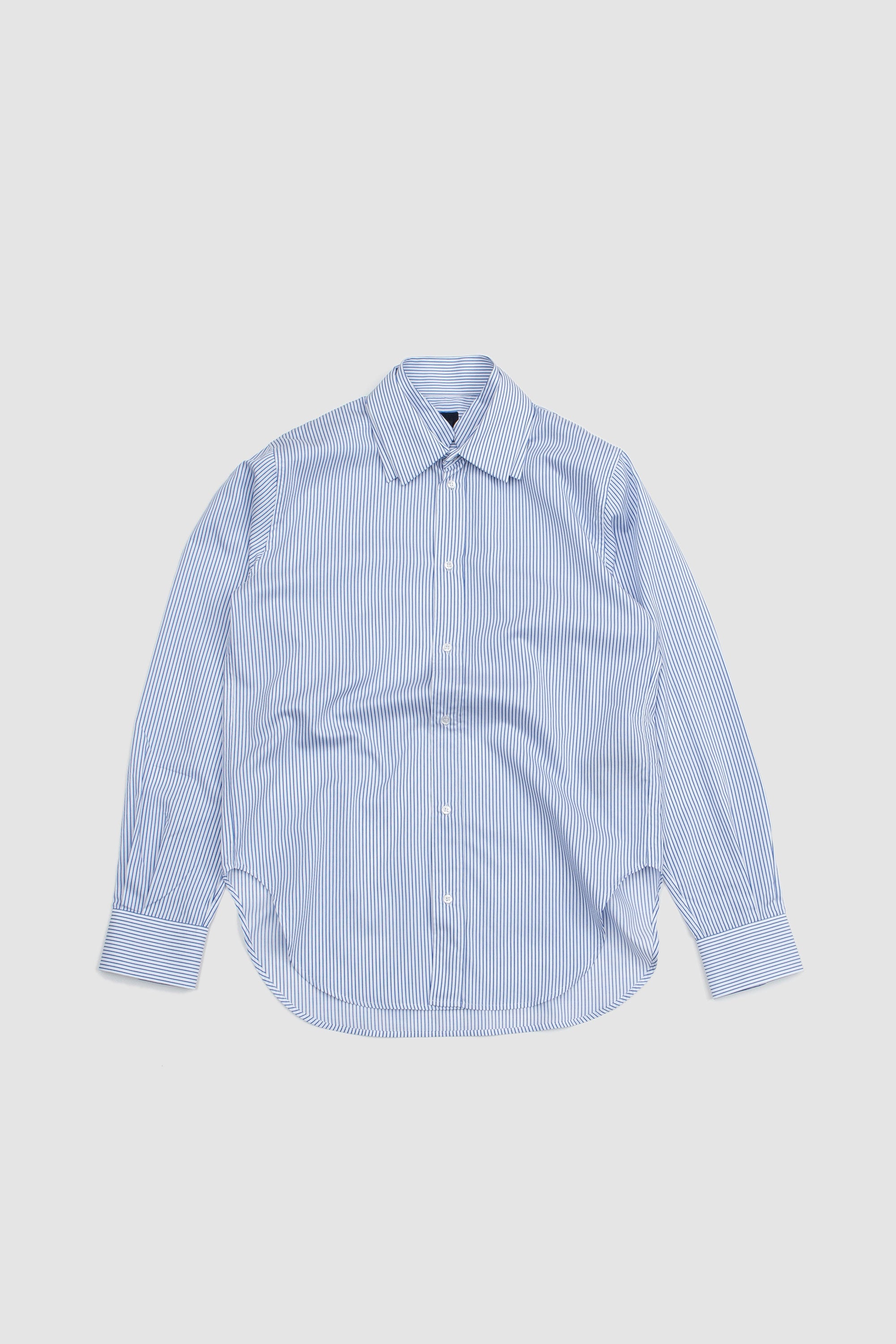 J.L - A.L Triple Collar Shirt - White/Blue Stripe | Garmentory