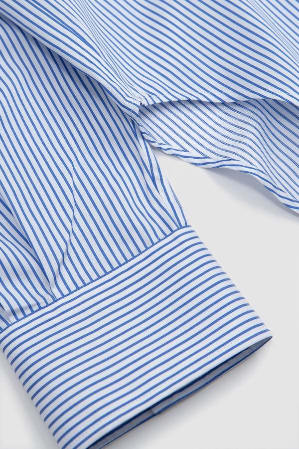 J.L - A.L Triple Collar Shirt - White/Blue Stripe | Garmentory