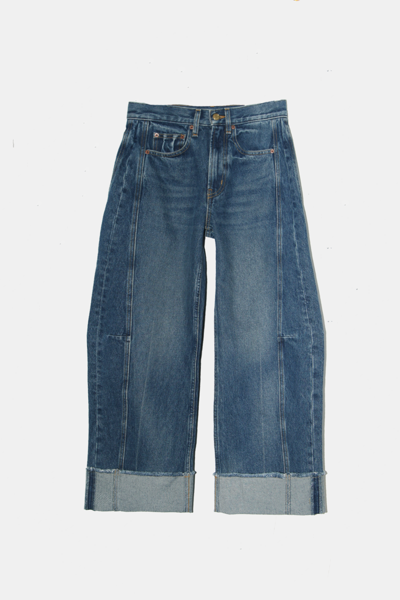 B Sides RELAXED CUFFED LASSO JEAN - VISTA BLUE