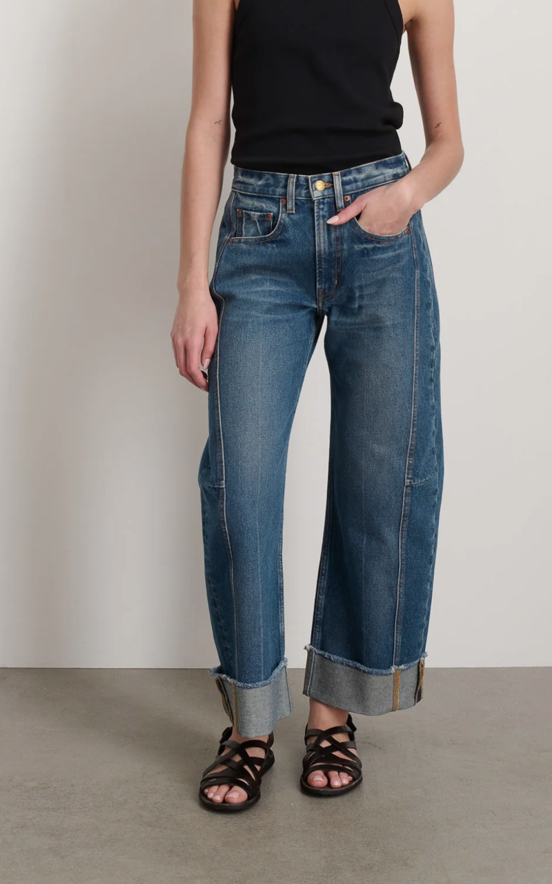 B Sides RELAXED CUFFED LASSO JEAN - VISTA BLUE