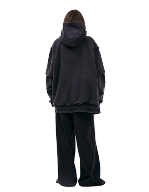 VETEMENTS PARIS XXXL layered hoodie sweater - black | Garmentory