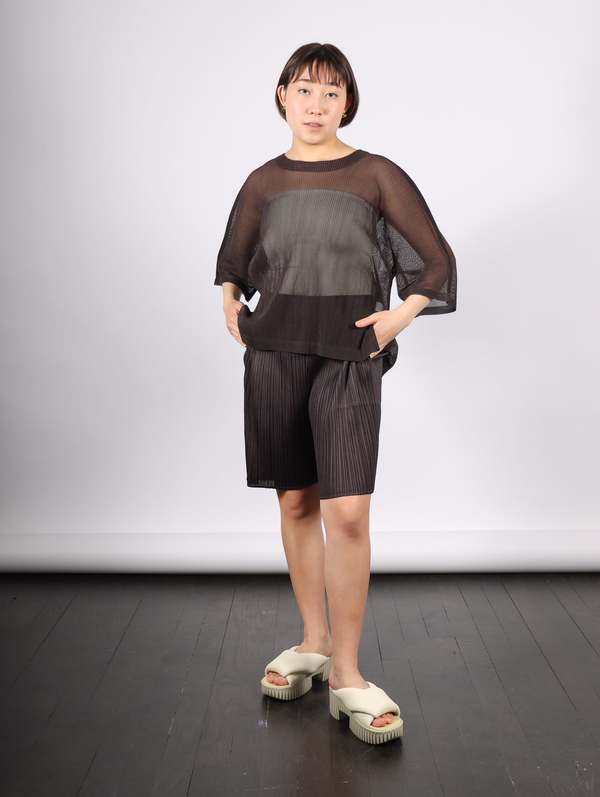 Pleats Please by Issey Miyake Tatami April Top - Black Pepper