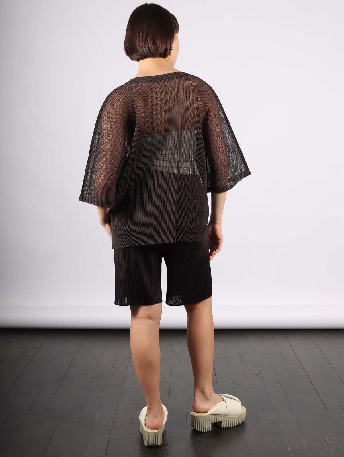 Pleats Please by Issey Miyake Tatami April Top - Black Pepper