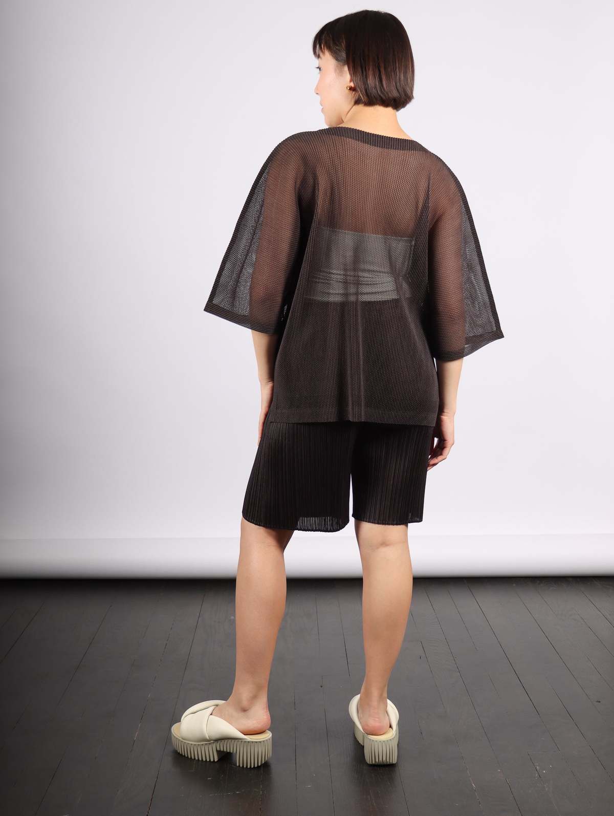 Pleats Please by Issey Miyake Tatami April Top - Black Pepper