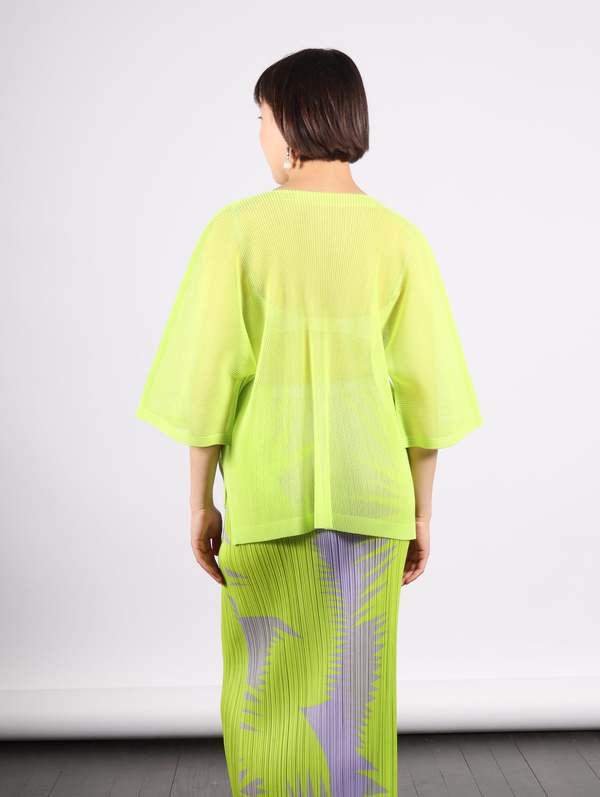 Tatami April Top in Yellow Green by Pleats Please Issey Miyake