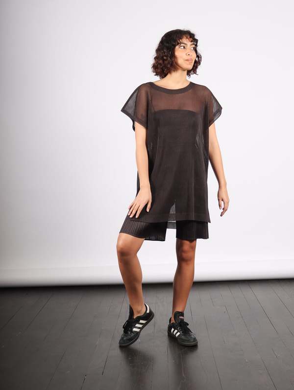 Pleats Please by Issey Miyake Tatami April Tunic - Black Pepper