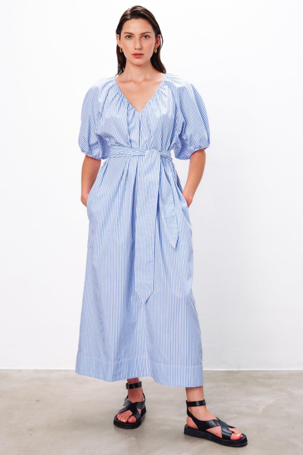 mara hoffman striped linen dress NEW MARA HOFFMAN SWIM Sz M STRIPED DIEGA COVER UP MIDI DRESS