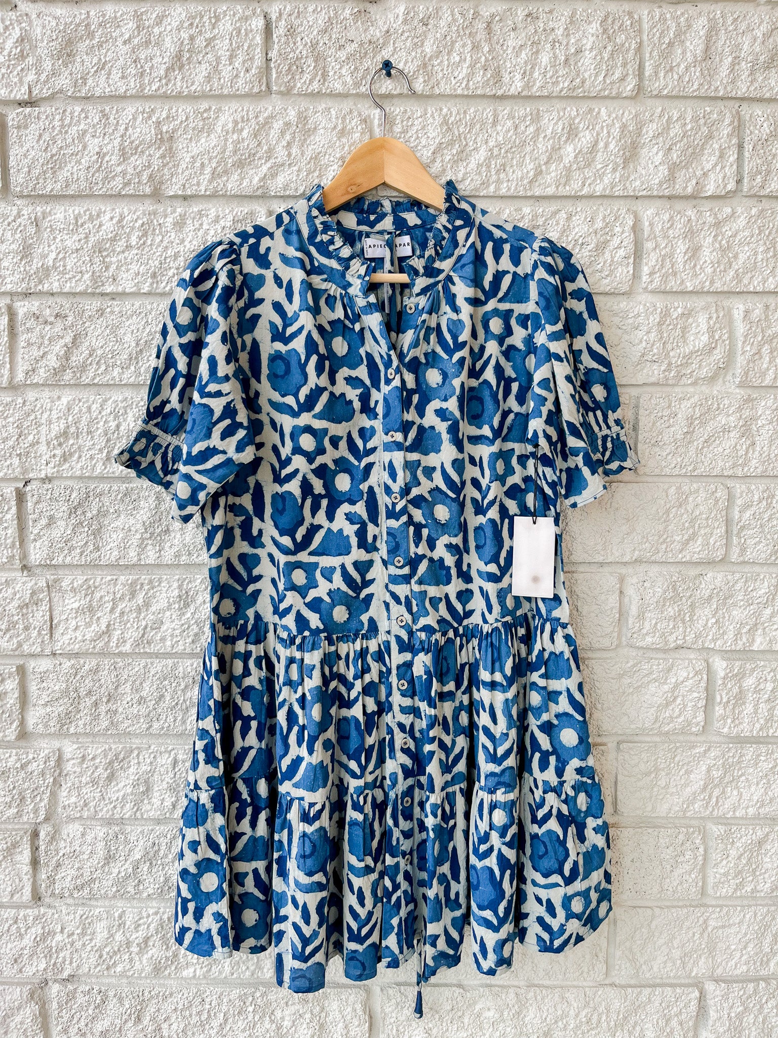 Apiece Apart Las Alturas Mini Dress - Batik Floral Indigo | Garmentory
