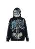 Back Beat Co. Cactus Jack by Travis Scott For Fragment Skeleton Graffiti Full Zip Hoodie sweater - Black - Thumbnail 1