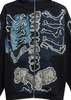 Back Beat Co. Cactus Jack by Travis Scott For Fragment Skeleton Graffiti Full Zip Hoodie sweater - Black - Thumbnail 3