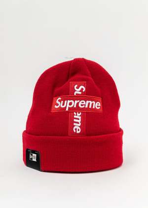 Supreme Cross Box Logo Beanie - red | Garmentory