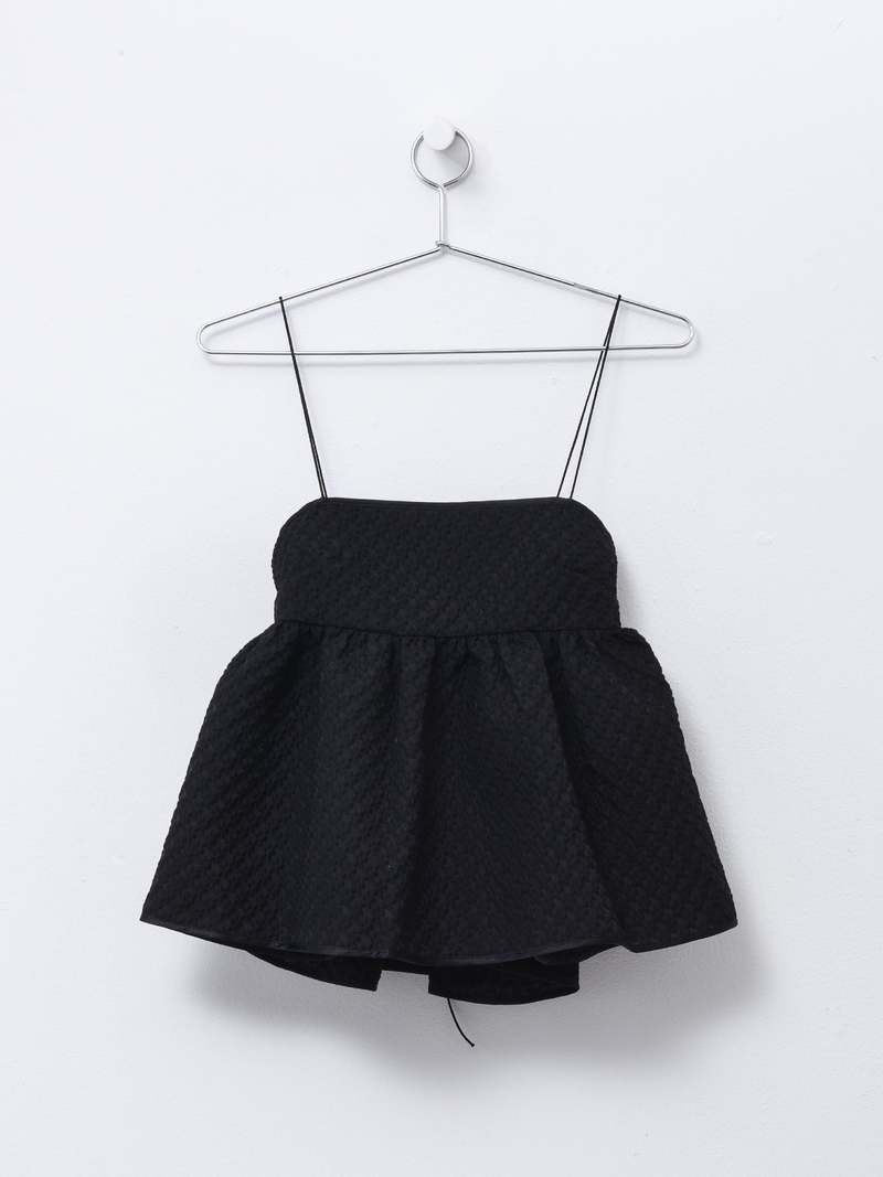 Cecilie Bahnsen SELENA BLOSSOM MATELASSE TOP - BLACK | Garmentory