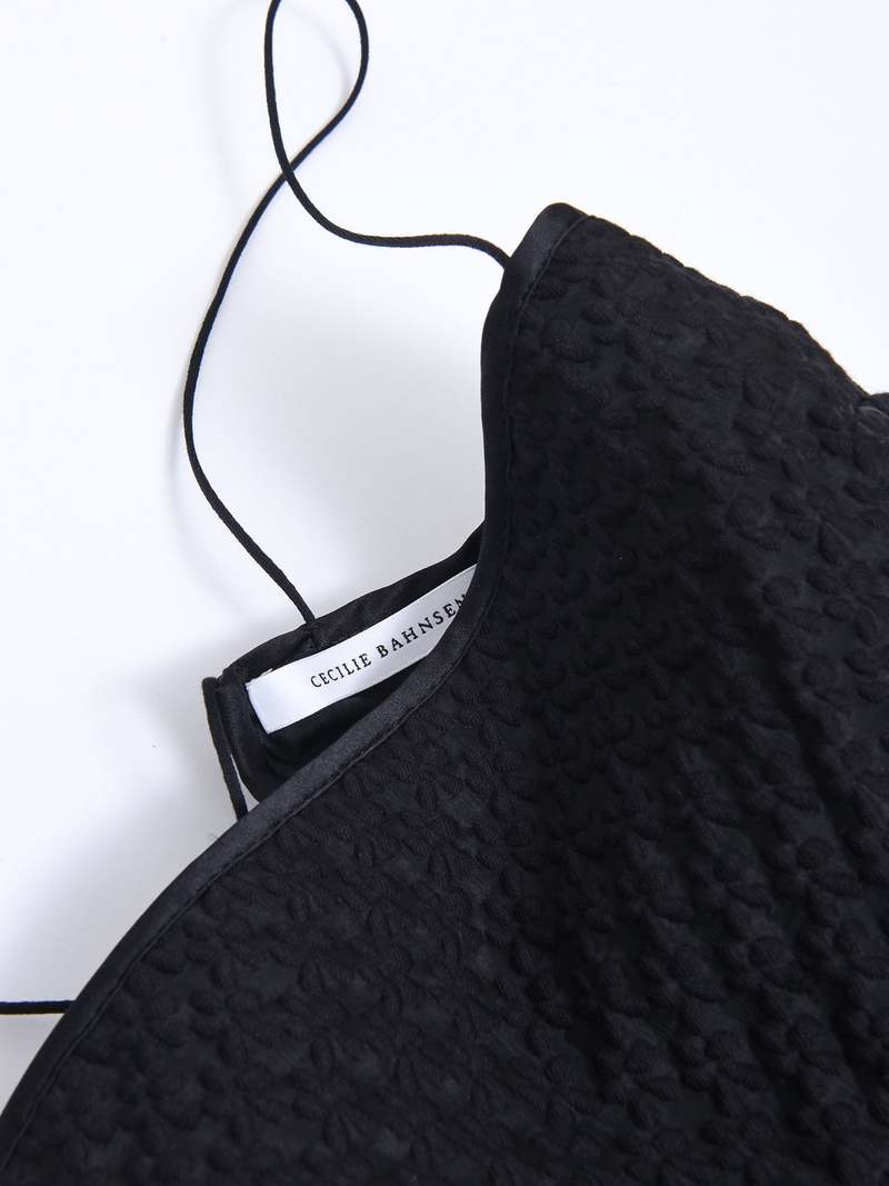Cecilie Bahnsen SELENA BLOSSOM MATELASSE TOP - BLACK