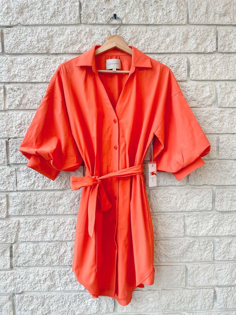 Brochu Walker Kate Belted Dress - Tangerine | Garmentory