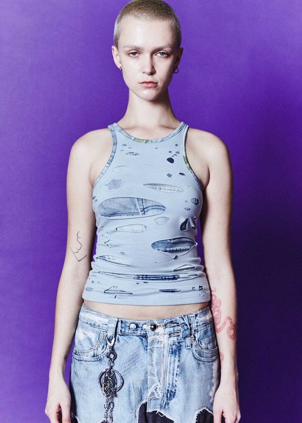 Andersson bell タンクトップ ANDERSSON BELL Distressed Cutout Print Tank Top | Garmentory