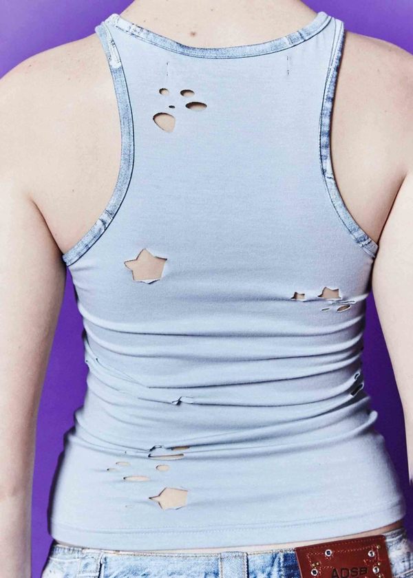 ANDERSSON BELL Distressed Cutout Print Tank Top | Garmentory