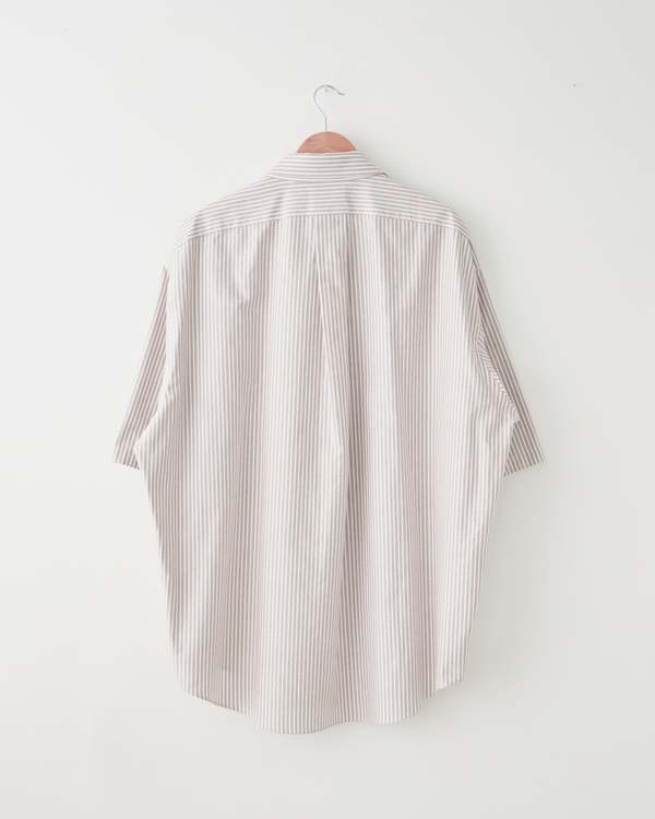 p*n様 HED MAYNER 23SS Buttoned Shirt Stri Hed Mayner Striped Short Sleeve Shirt - Natural | Garmentory