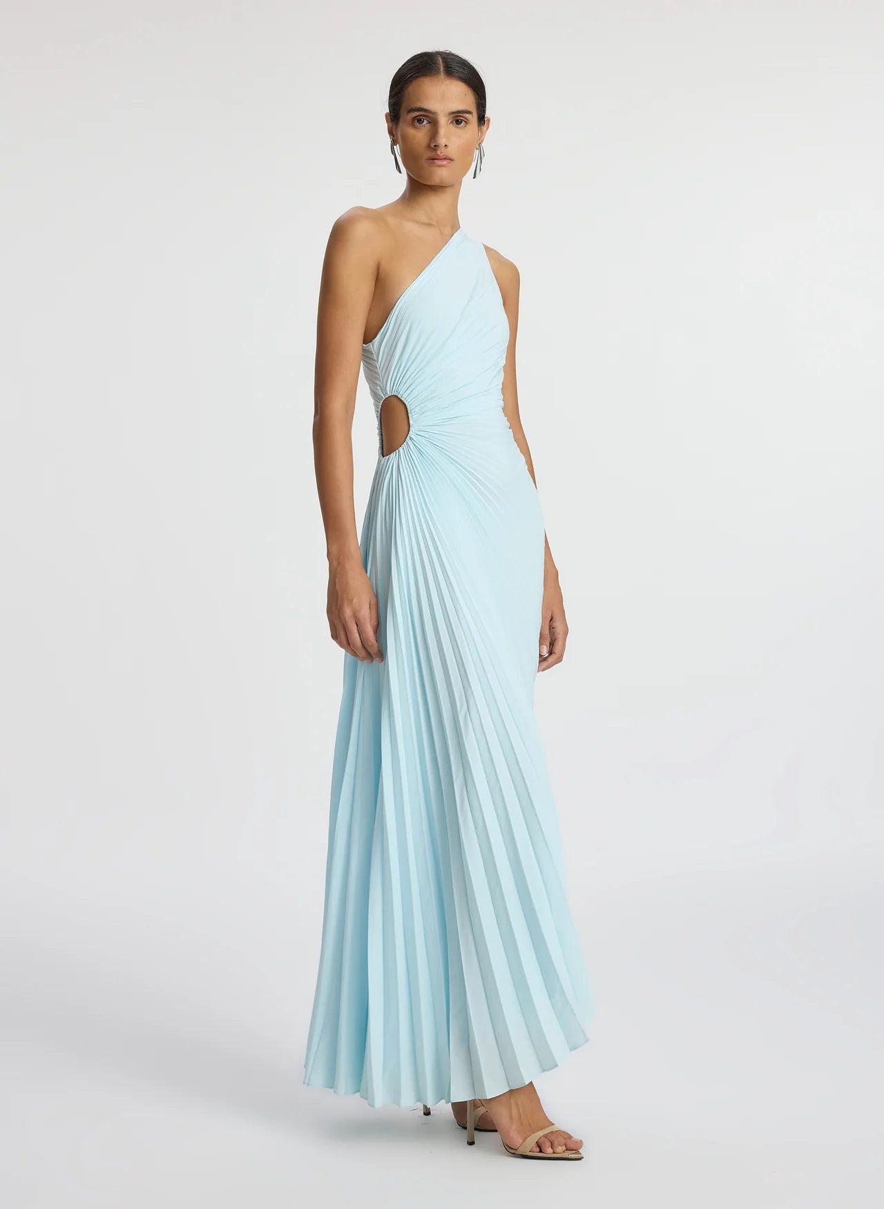 pink dress asymmetrical Silk and Chiffon with Slit and Embroidered Details Light / US 14 or no bra Lifestyle-Spring 2026 Berylove Women A Line Size:CustomSize