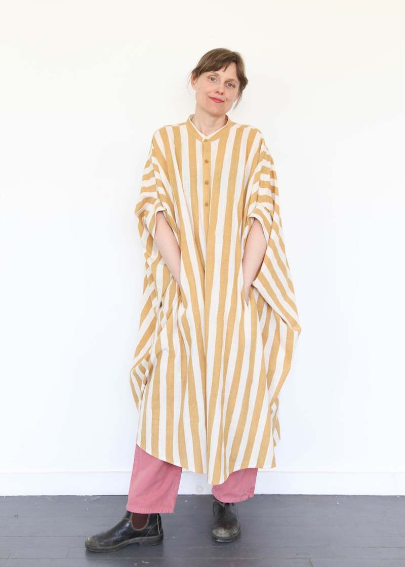 11.11 ELEVEN ELEVEN Striped Caftan Dress - Light Yellow