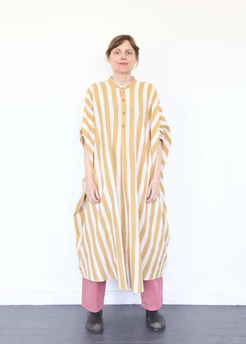 11.11 ELEVEN ELEVEN Striped Caftan Dress - Light Yellow