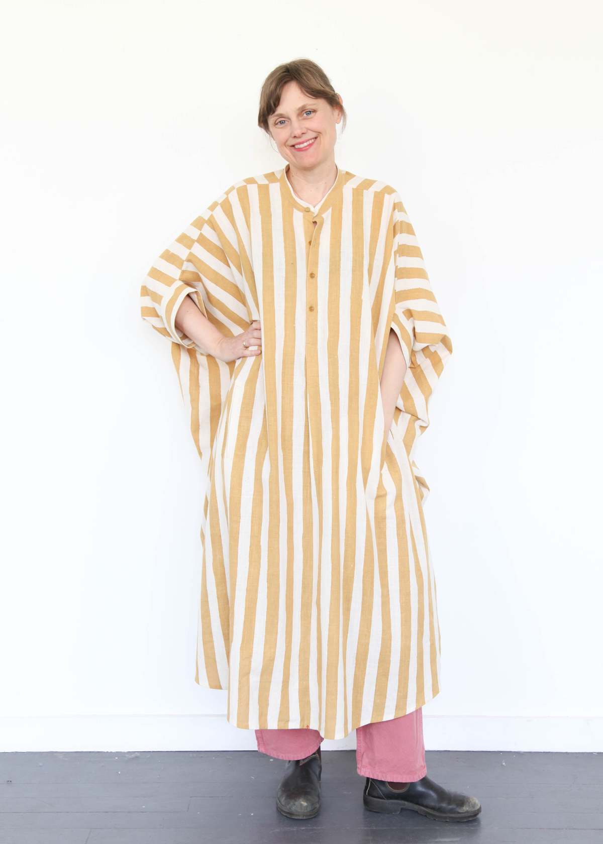 11.11 ELEVEN ELEVEN Striped Caftan Dress - Light Yellow - Image 6 of 18