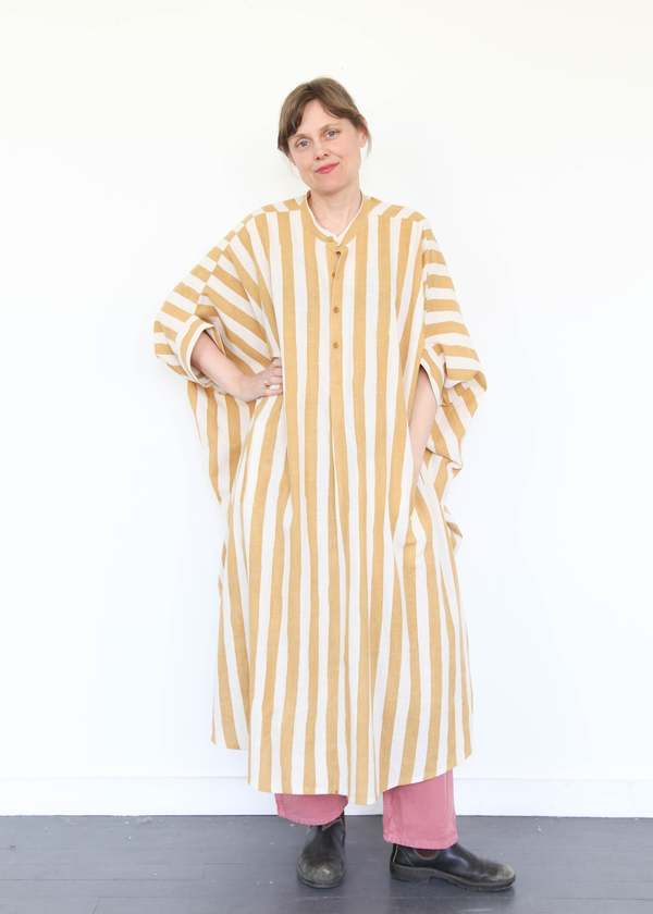 11.11 ELEVEN ELEVEN Striped Caftan Dress - Light Yellow