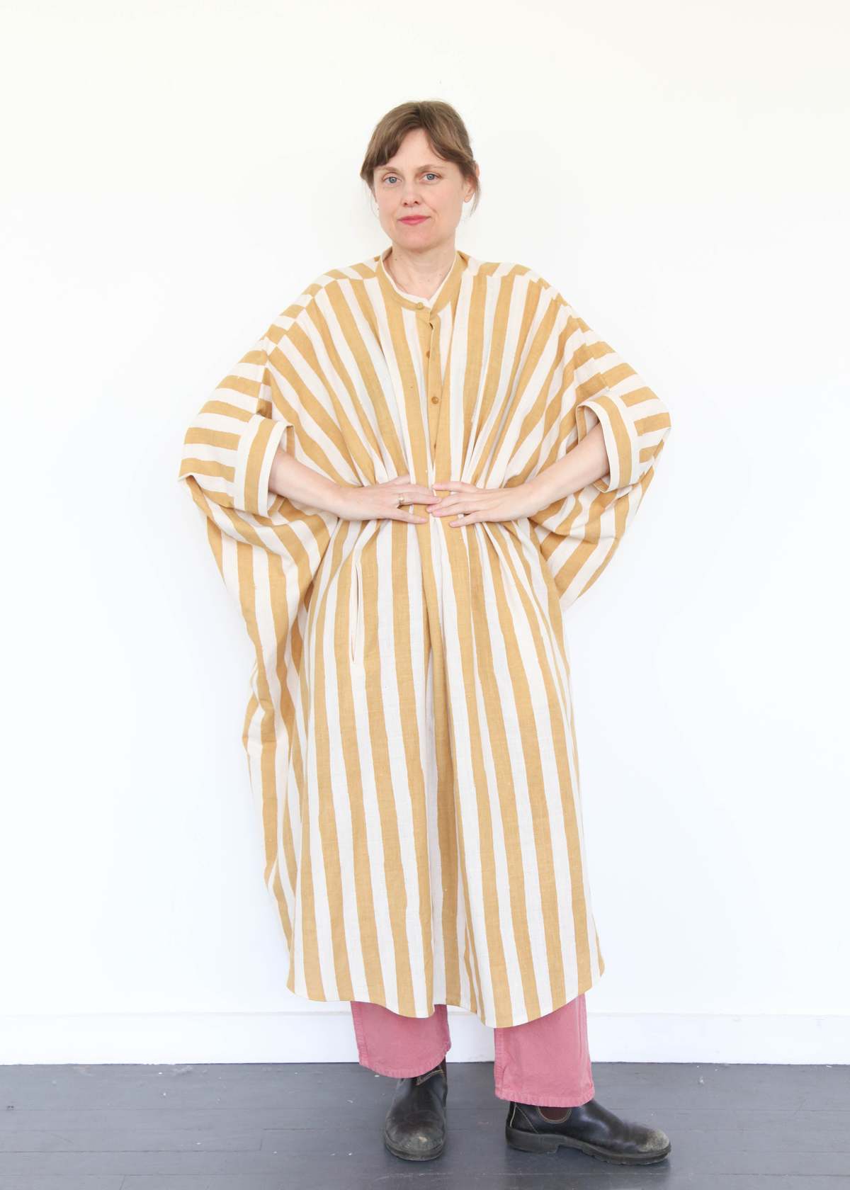11.11 ELEVEN ELEVEN Striped Caftan Dress - Light Yellow - Image 8 of 18