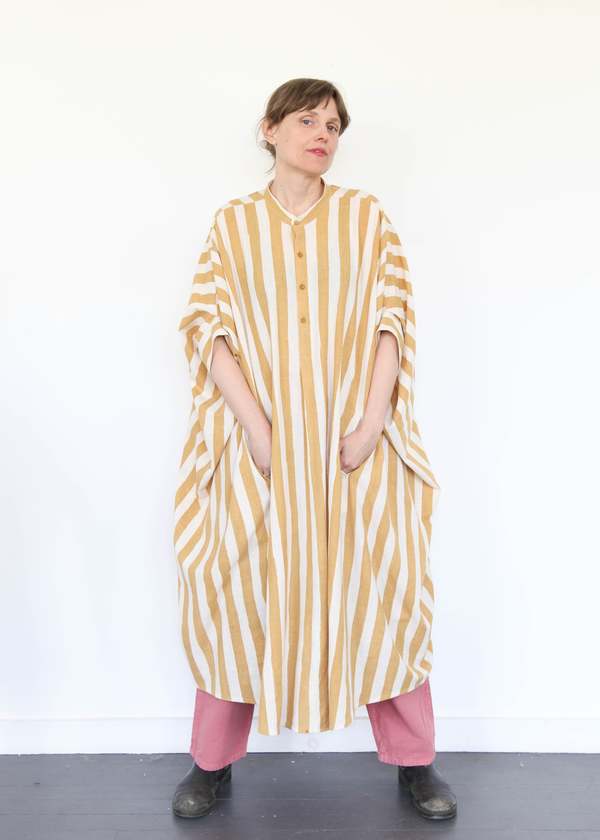 11.11 ELEVEN ELEVEN Striped Caftan Dress - Light Yellow