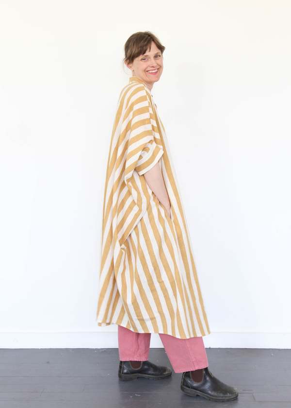 11.11 ELEVEN ELEVEN Striped Caftan Dress - Light Yellow