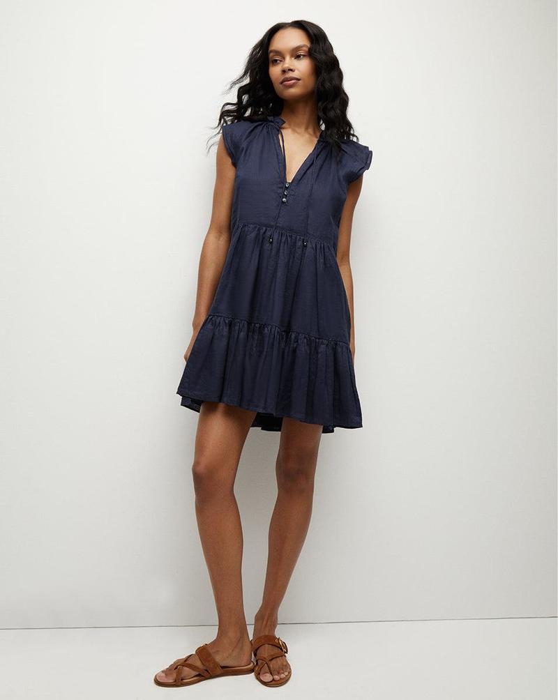 Veronica Beard Zee Linen Dress - Marine | Garmentory