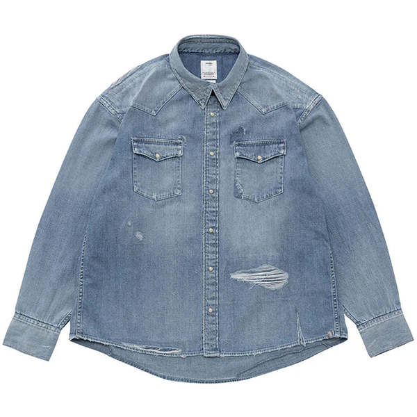 Visvim Social Sculpture Crash Shirt - Blue | Garmentory visvim