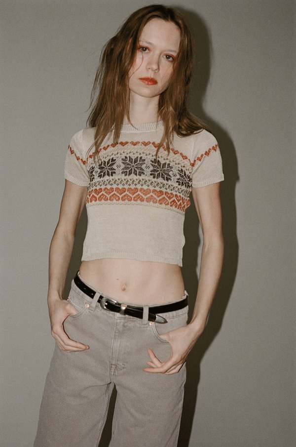 Our Legacy Knitted Cropped T-Shirt - Fairisle | Garmentory