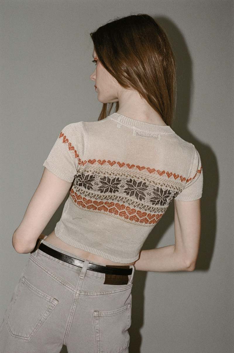 Our Legacy Knitted Cropped T-Shirt - Fairisle | Garmentory
