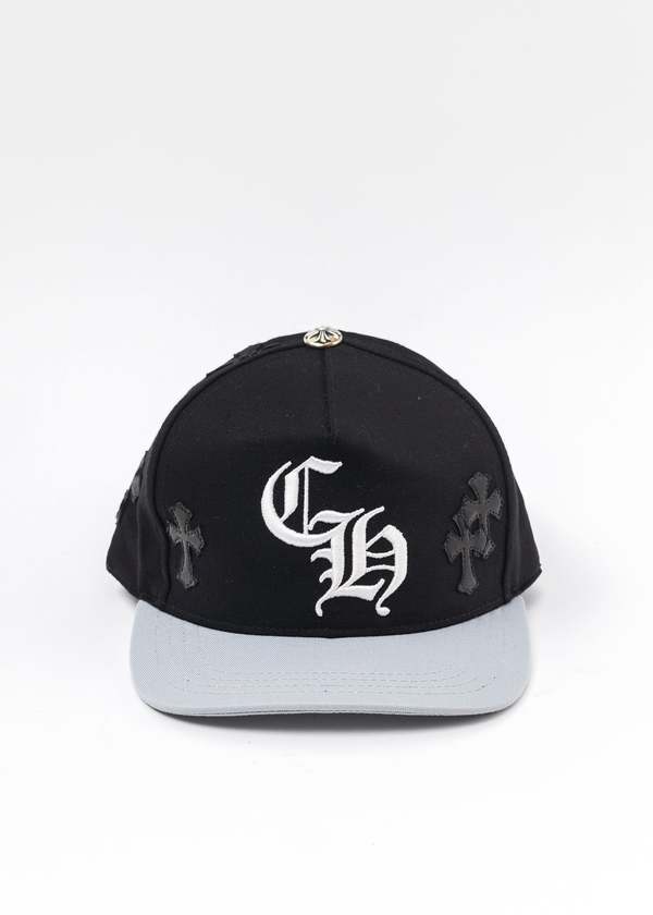 ★Chrome Hearts★CH LOGO★グレー ウール 6 パネル ハット Chrome Hearts Mens Six Panel CH Leather Logo Wool Cap Grey