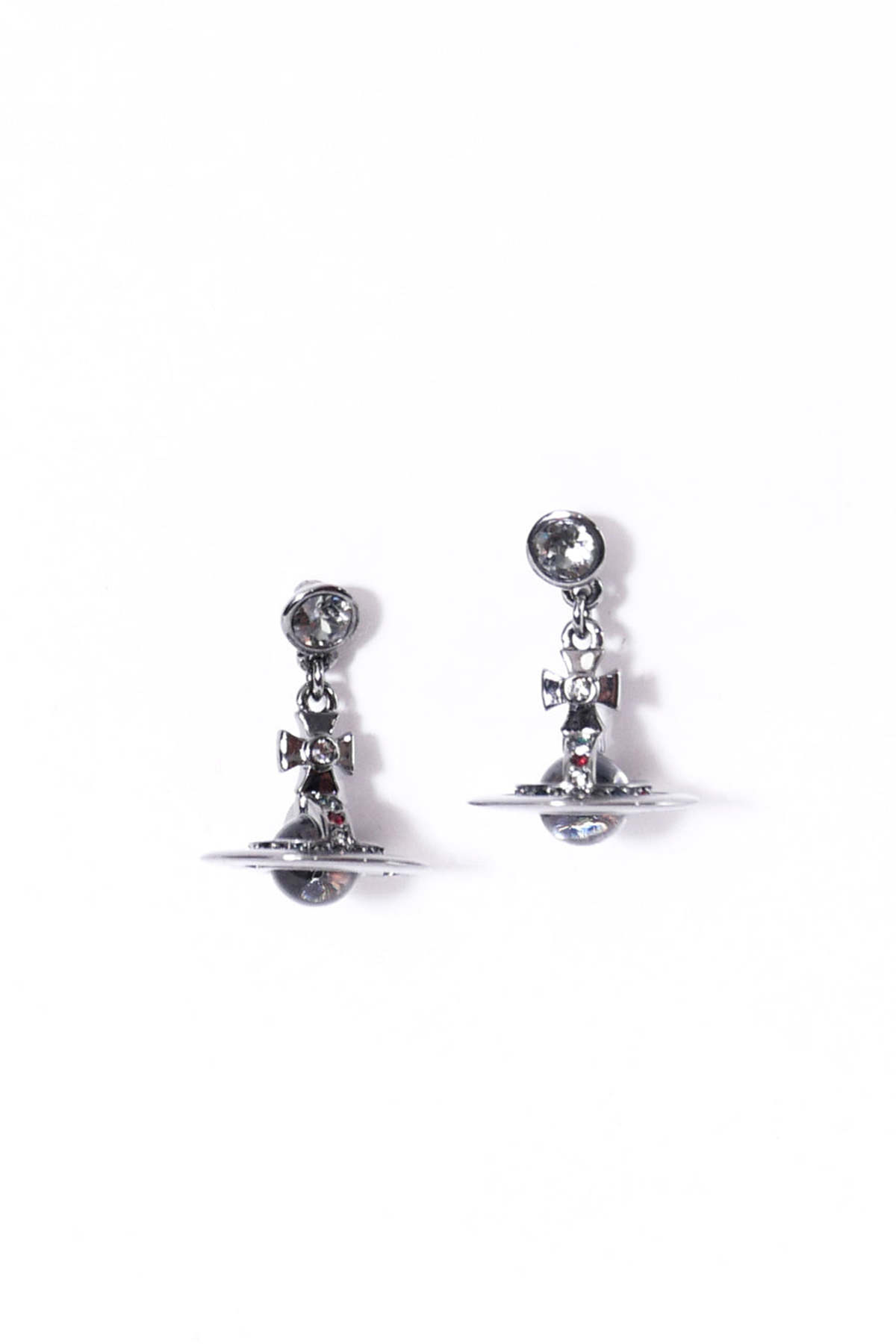 アクセサリー PETITE ORB EARRINGS Excusive Edition Vivienne Westwood Petite Orb Earrings Gunmetal w/drawstring