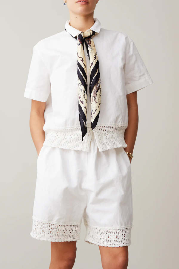 Caron Callahan Ada  Cotton Linen Shirt - White