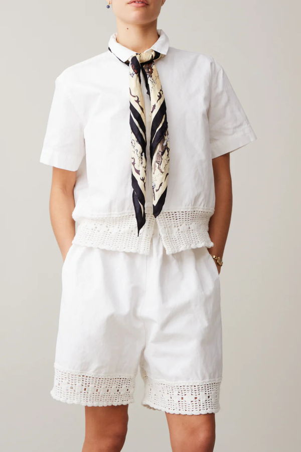 Caron Callahan Ada  Cotton Linen Shirt - White