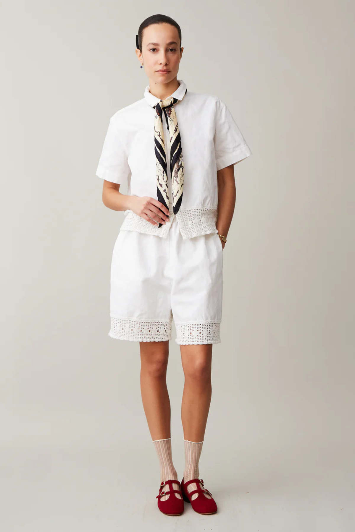 Caron Callahan Ada  Cotton Linen Shirt - White - Image 2 of 5