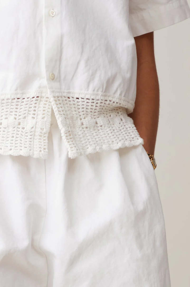 Caron Callahan Ada  Cotton Linen Shirt - White