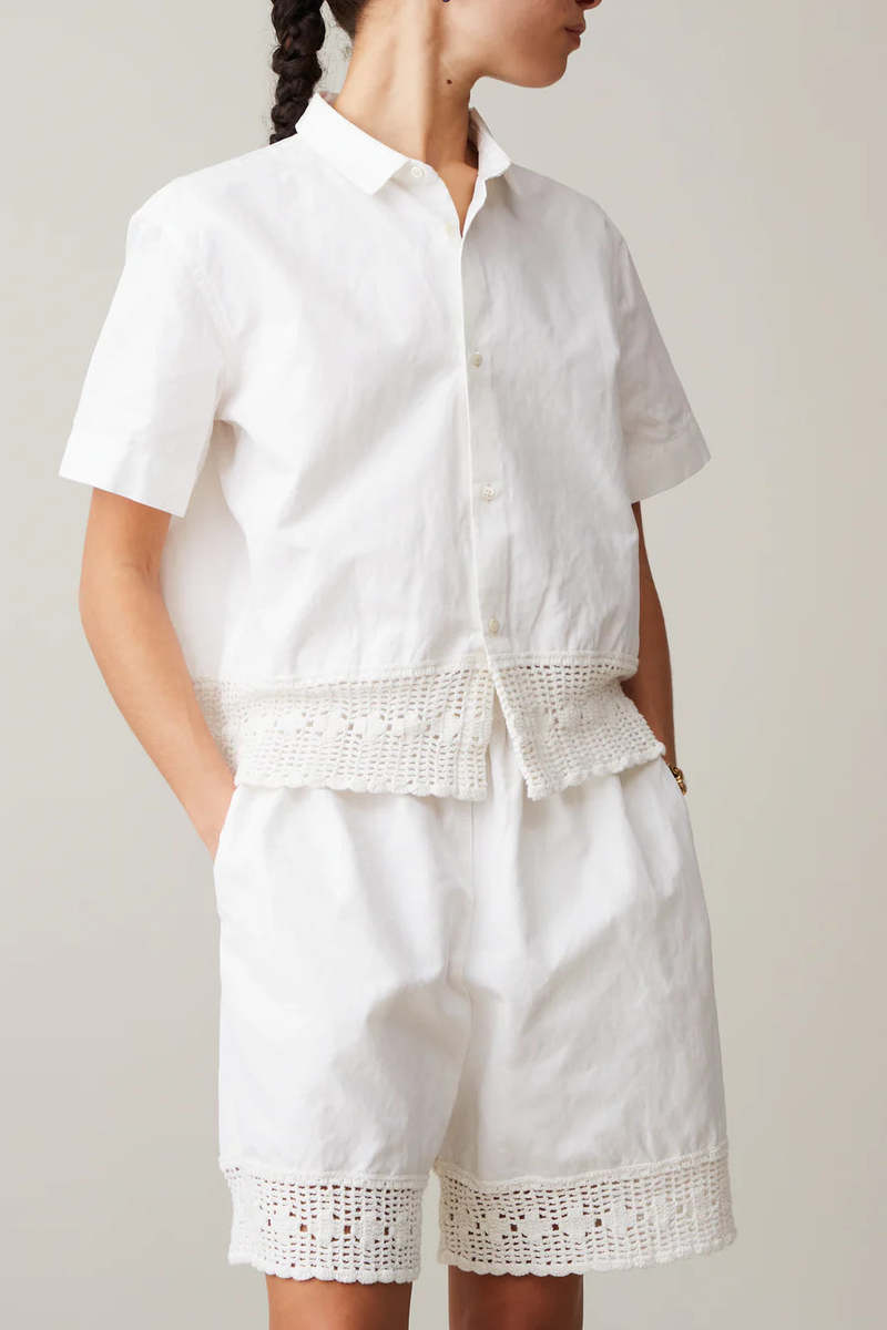 Caron Callahan Ada  Cotton Linen Shirt - White
