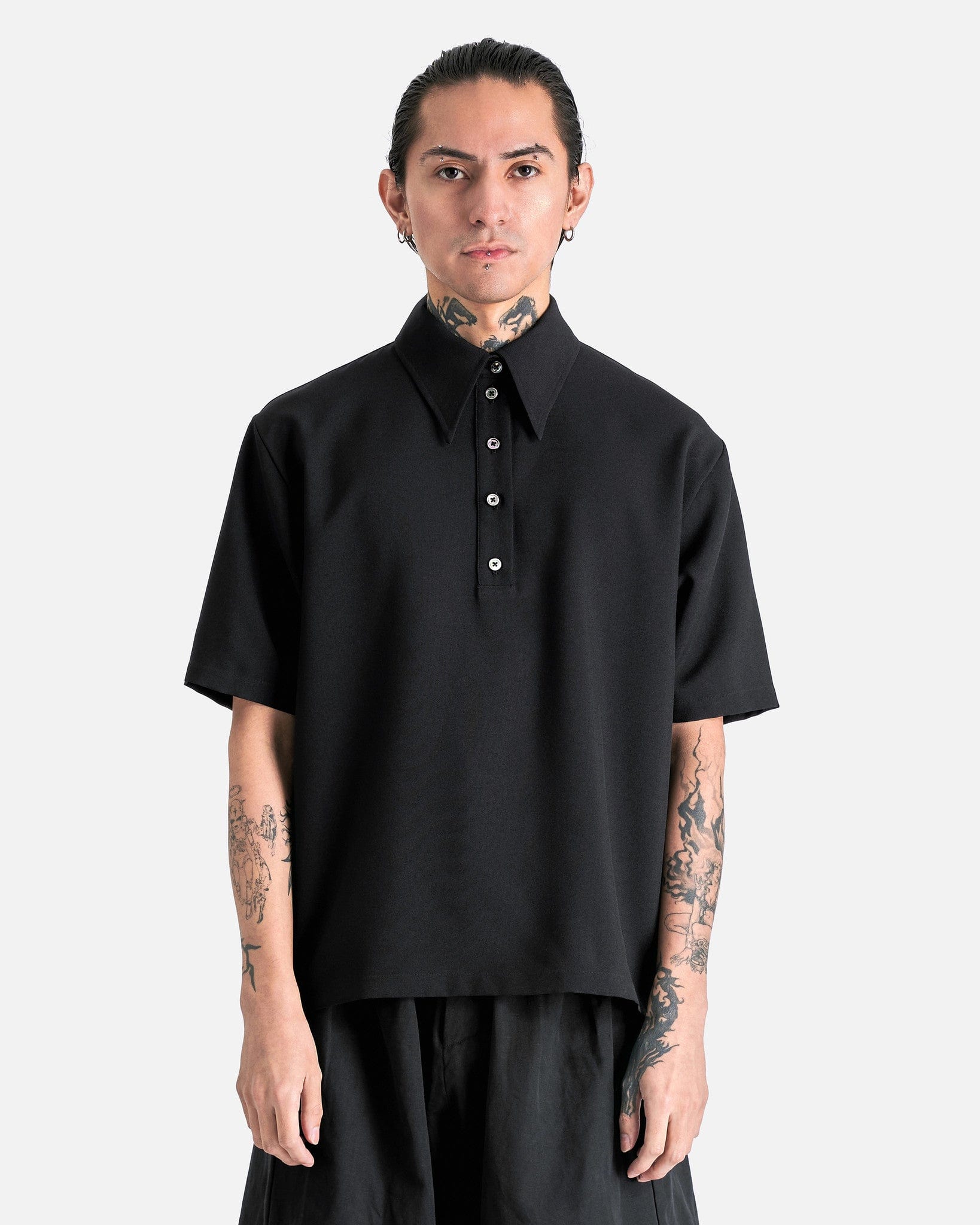 willy chavarria ウィリーチャバリア CHOLO POLO L Willy Chavarria Cholo Polo - Black | Garmentory